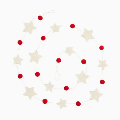 Felted Garland - Stars and Pompoms