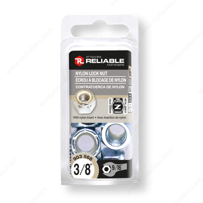 Reliable - Hex Lock Nut with Nylon Insert - 3/8 in