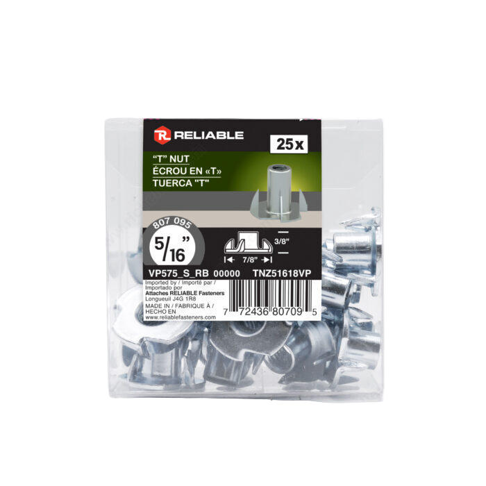 T-nut with Four Prongs - Zinc  - 5/16 in