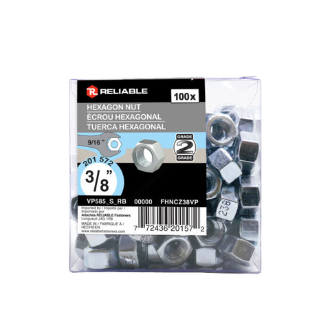 Hex Nut - Zinc - 3/8 in Reliable Hex Nut art-noise.myshopify.com hex-nut-zinc-3-8-in-9