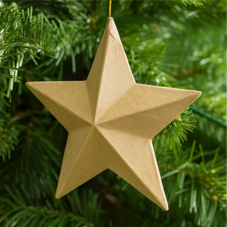 5" - Paper Mache Dimensional Star Ornament
