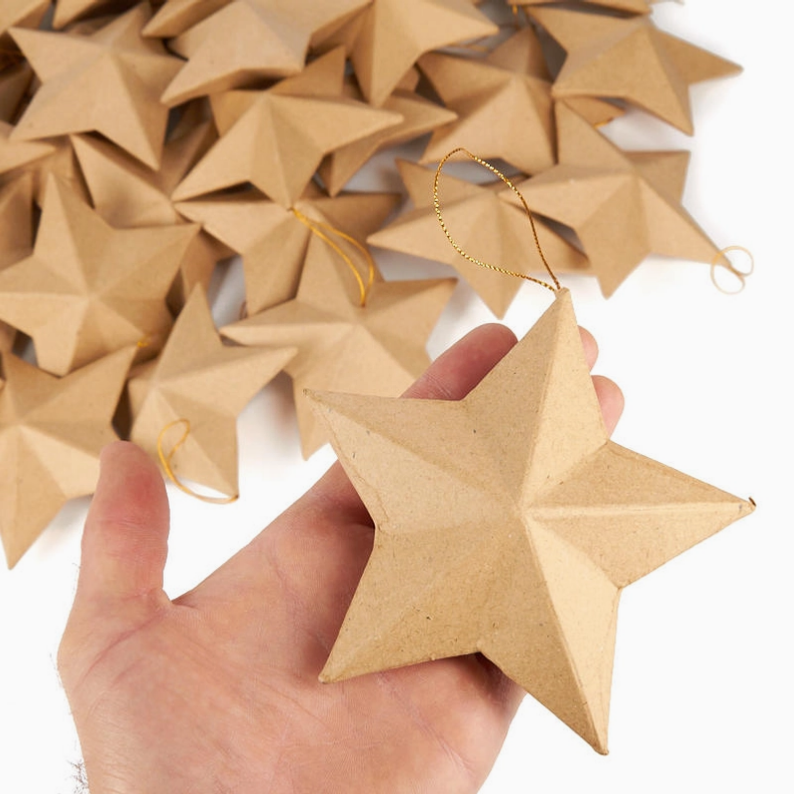 5" - Paper Mache Dimensional Star Ornament