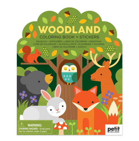 Woodland Coloring Book + Stickers Petit Collage Colouring Books art-noise.myshopify.com woodland-coloring-book-stickers