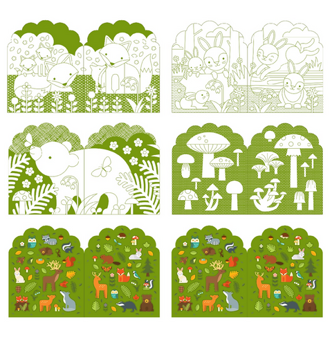 Woodland Coloring Book + Stickers Petit Collage Colouring Books art-noise.myshopify.com woodland-coloring-book-stickers