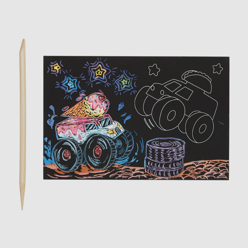 OOLY Mini Scratch & Scribble Art Kit: Monster Trucks