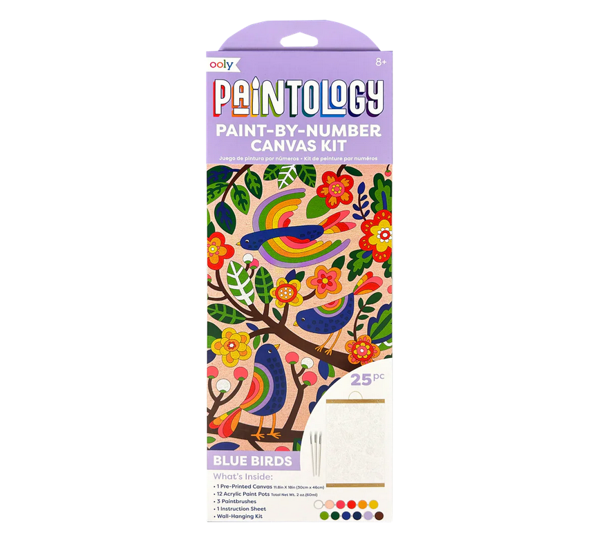 OOLY Paintology: Paint-By-Number Canvas Kit- Blue Birds