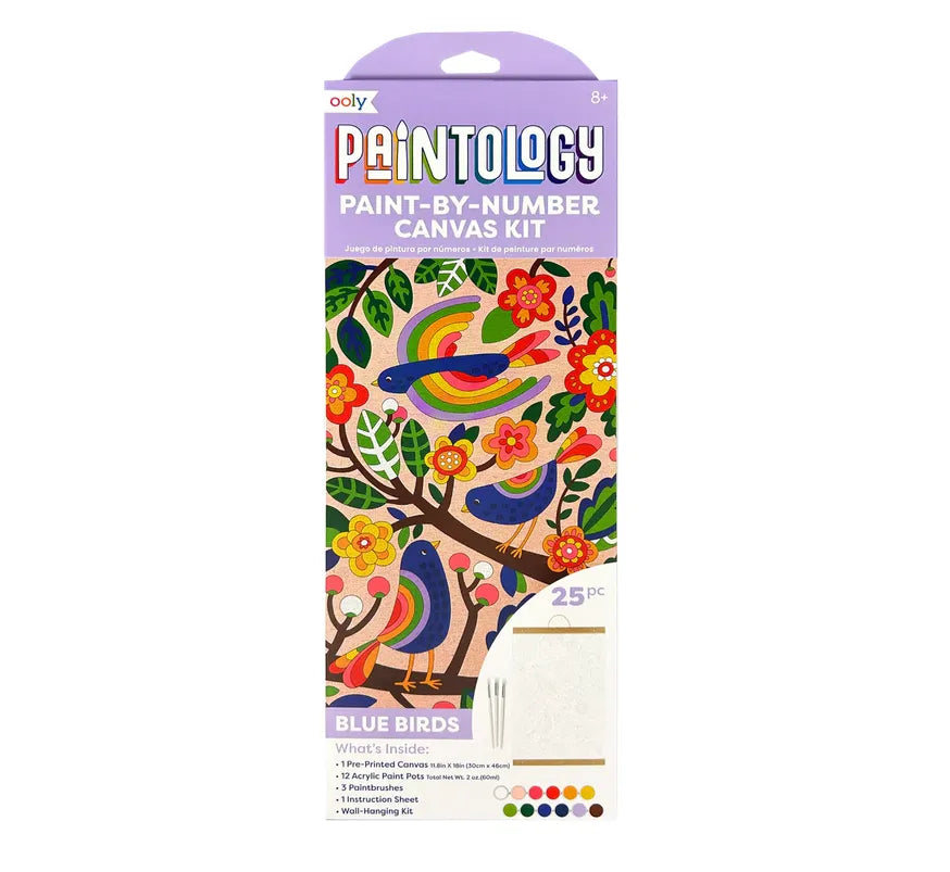  OOLY Paintology: Paint-By-Number Canvas Kit- Blue Birds OOLY Paint by Numbers art-noise.myshopify.com ooly-paintology-paint-by-number-canvas-kit-blue-birds