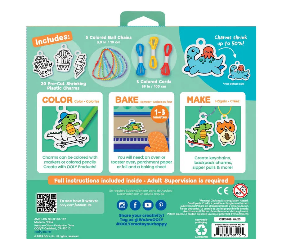  OOLY Shrink-Its!: D.I.Y. Shrink Art Kit - Fun Friends OOLY Art & Craft Kits art-noise.myshopify.com ooly-shrink-its-d-i-y-shrink-art-kit-fun-friends