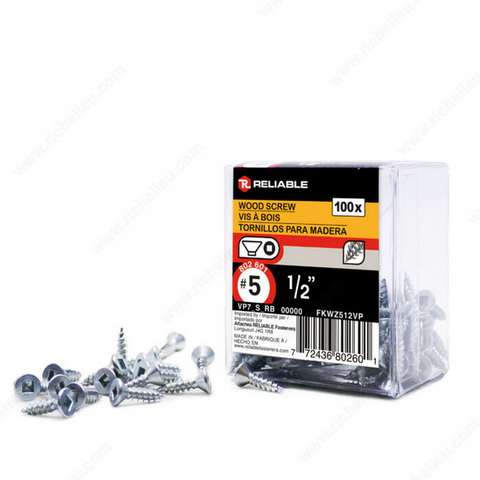 Reliable - Wood Screw, Flat Head  - #5 - 1/2 in