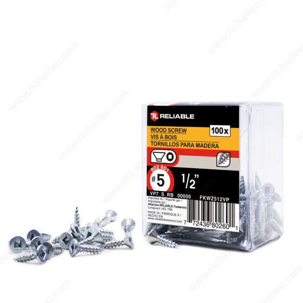Reliable - Wood Screw, Flat Head  - #5 - 1/2 in