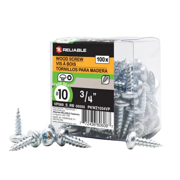 Pack of screws with a visible brand label on a white background