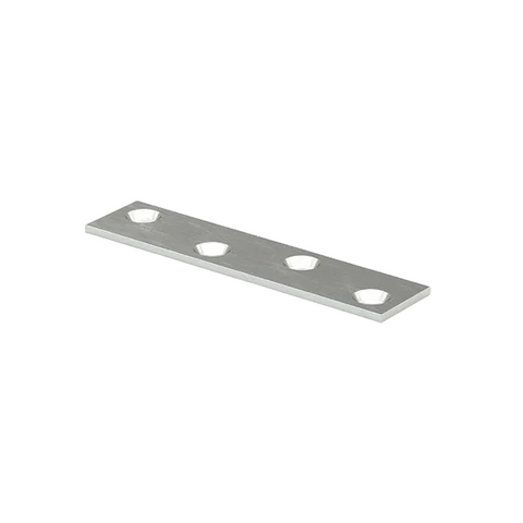 Metal bracket with multiple holes on a white background