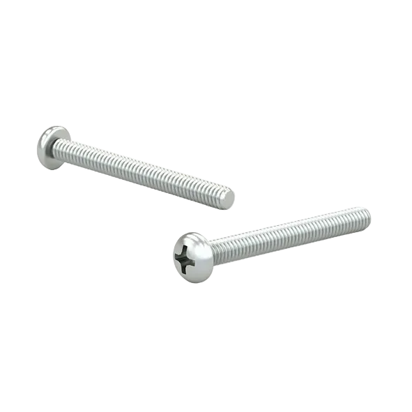 Two silver screws on a white background