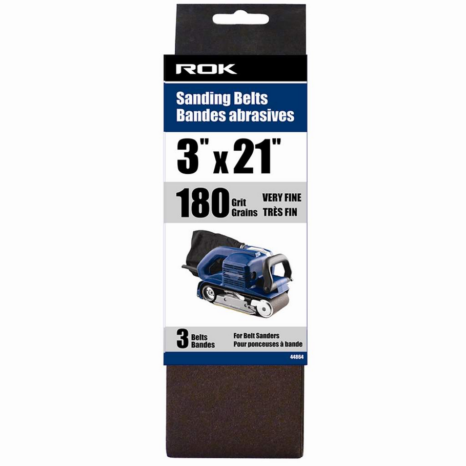 ROK - 3 PC SANDING BELT 3" X 21" 180 GRIT