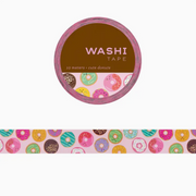 Roll of colourful washi tape featuring cute illustrated donuts with sprinkles in various colours