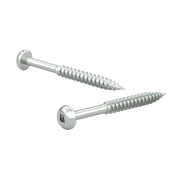 Two metal screws on a white background