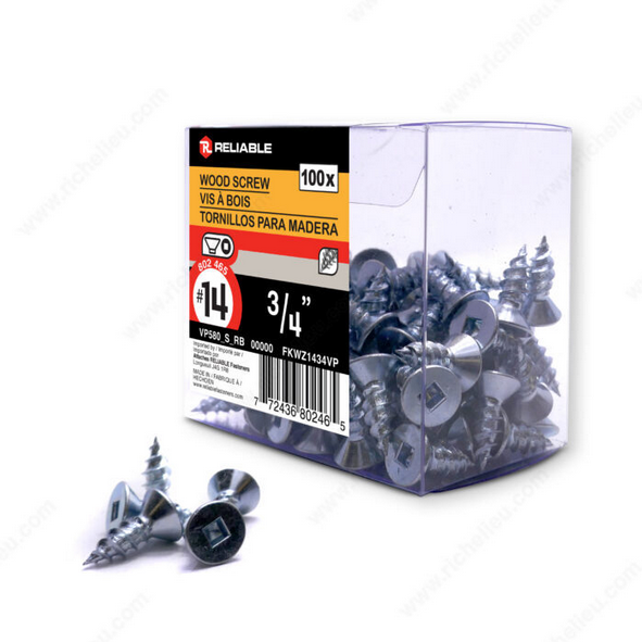 Reliable - Wood Screw, Flat Head,  - #14 - 3/4 in