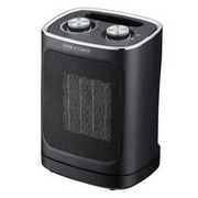 White oscillating ceramic space heater with control panel and adjustable settings