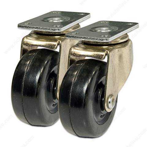 Heavy-Duty Furniture Caster Plate  - 50 mm - Black/Brass