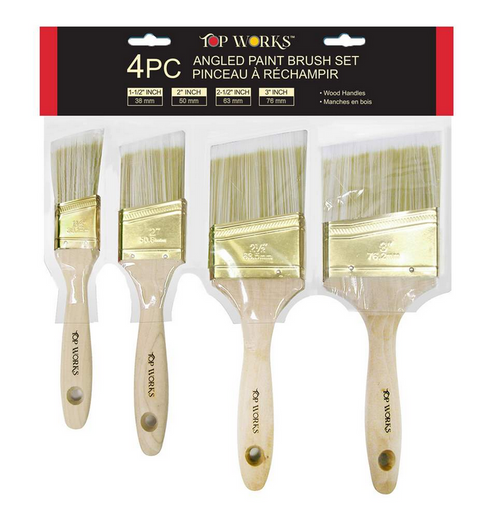 TOP WORKS - 4 PC ANGLED PAINT BRUSH SET