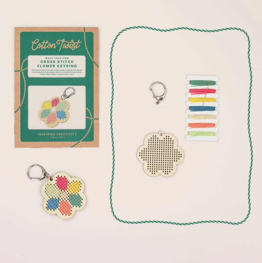 Cotton Twist Make Your Own Flower Cross Stitch Keyring