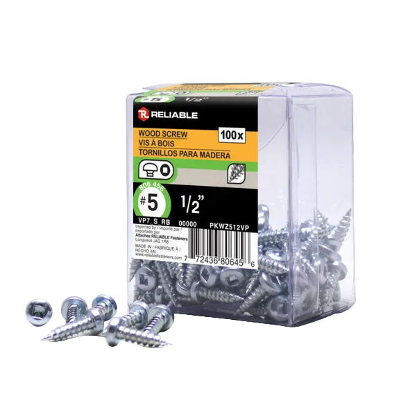 Box of screws with visible brand label on a white background
