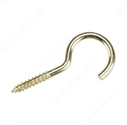 Screw Hook with Lag Thread - 1 7/8 in - Brass