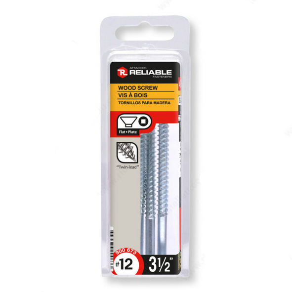Pack of wood screws with packaging labeled 'Reliable' on a white background
