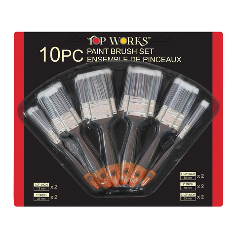 Top Works 10pc Synthetic Paint Brush Set