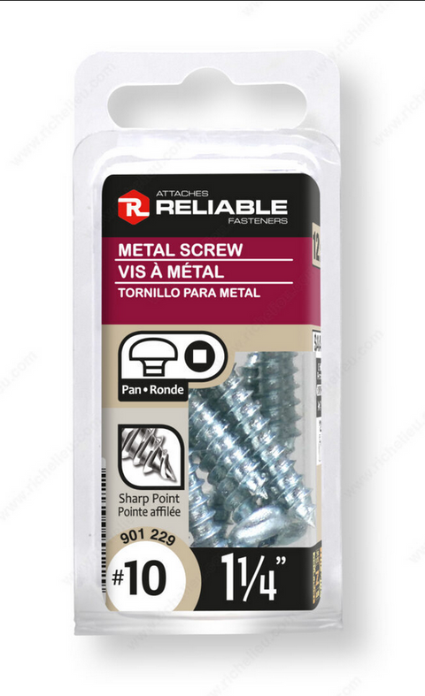 Reliable - Zinc Plated Metal Screw - #10 - 1 1/4 in