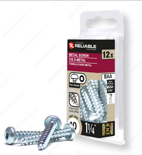Reliable - Zinc Plated Metal Screw - #10 - 1 1/4 in