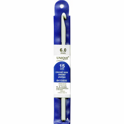 UNIQUE Crochet Hooks 15cm (6″) Plastic - 6mm/US J-10