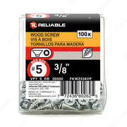 Reliable - Wood Screw, Flat Head - #5 - 3/8 in