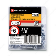 Reliable - Wood Screw, Flat Head - #6 - 3/8 in