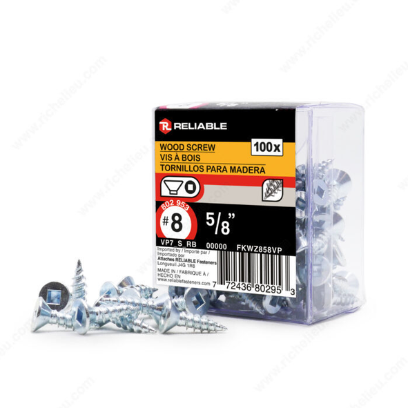 Reliable - Wood Screw, Flat Head - #8 - 5/8 in
