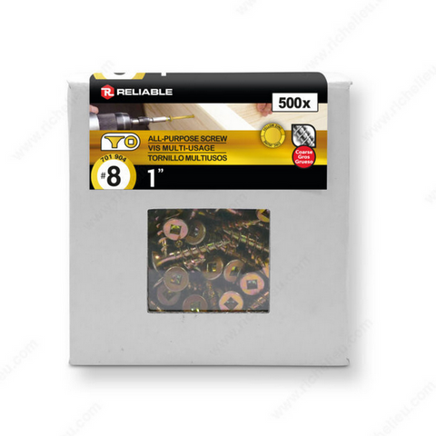 Yellow Zinc All-Purpose Screw, Bugle Head, Square Drive - #8 - 1 in
