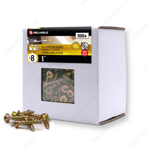 Yellow Zinc All-Purpose Screw, Bugle Head, Square Drive - #8 - 1 in