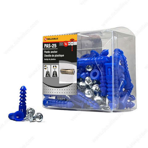 Reliable - Plastic Anchors Box of 50 - 1/4 in - Blue