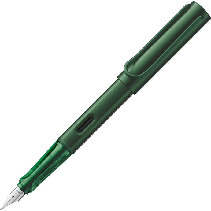 Green fountain pen on a white background