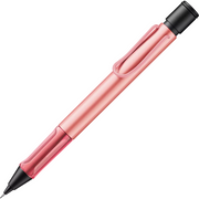Pink pen with black accents on a white background