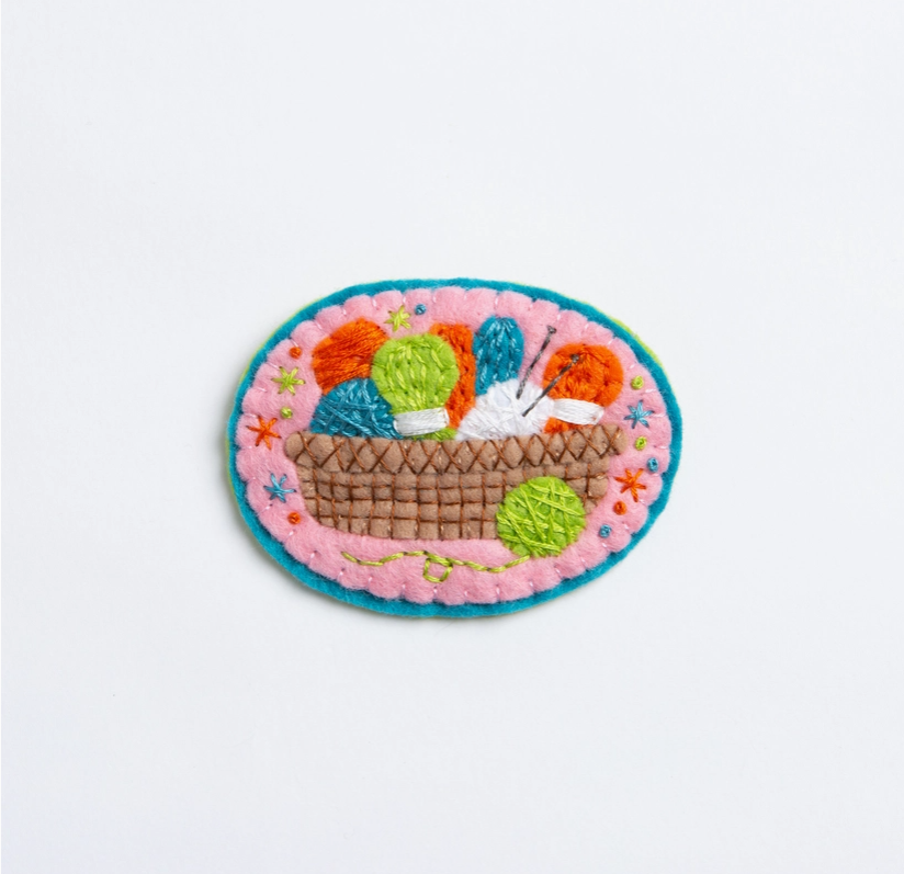 Hawthorn Handmade Knitting Basket Brooch Felt Craft Kit