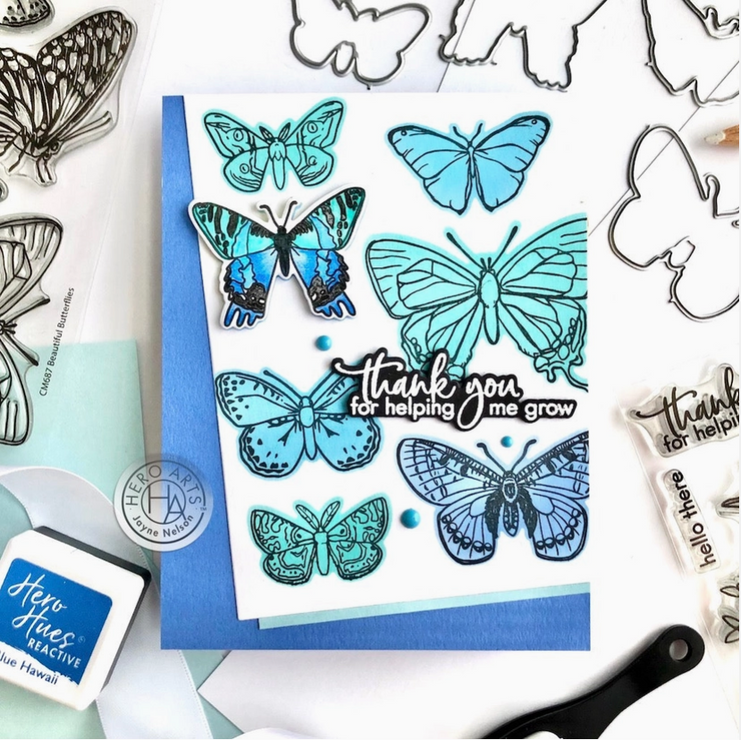 Hero Arts Beautiful Butterflies Clear Stamp Set - Art Noise