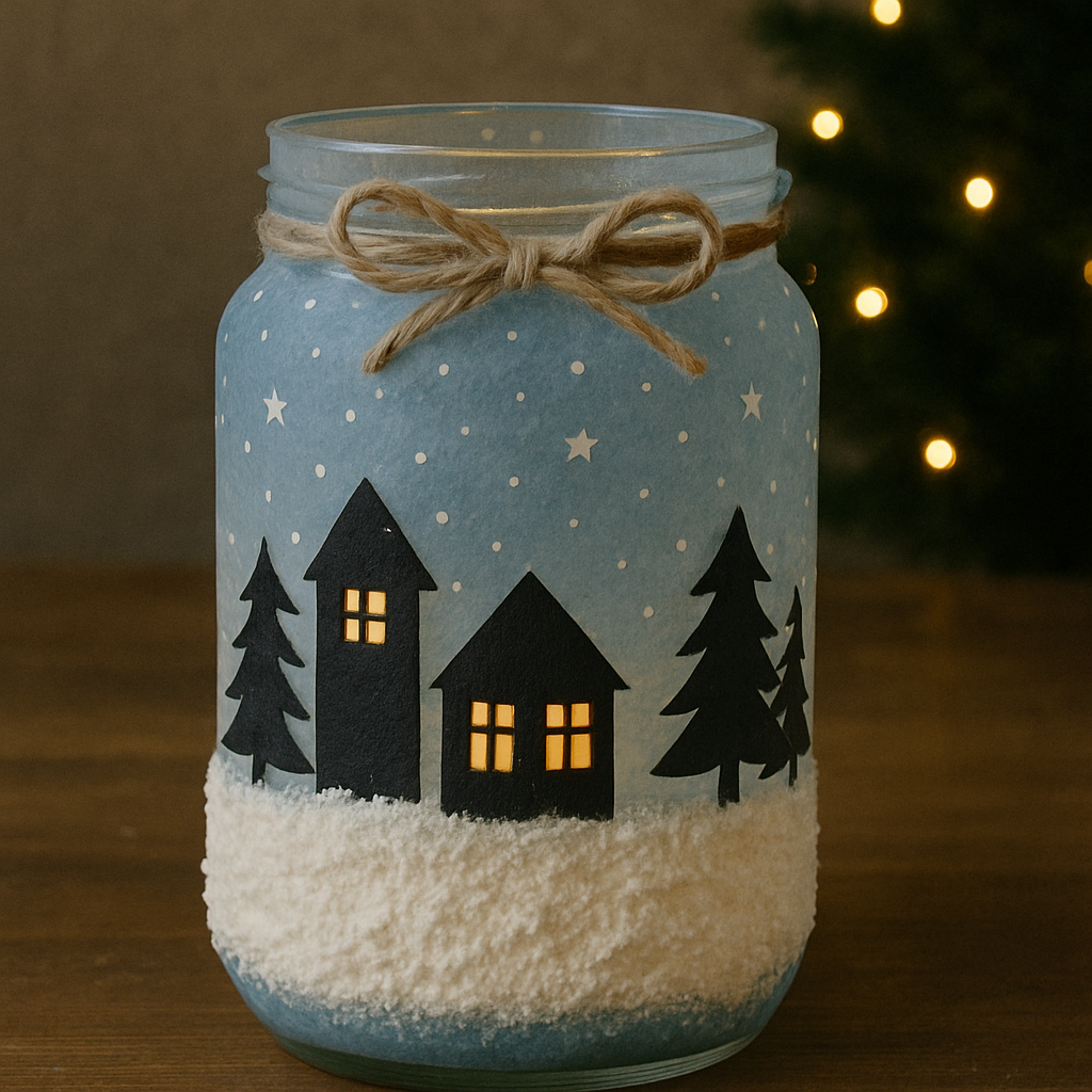 Snowy Village Luminary Jars