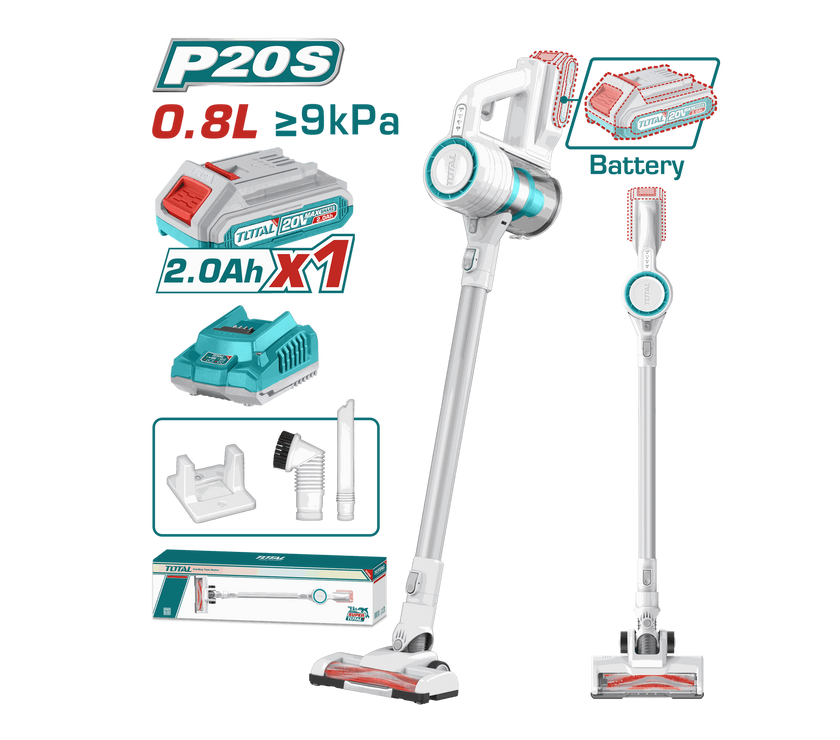 Total Tools - 20V Cordless Stick Vacuum Cleaner (1Battery+1Charger)