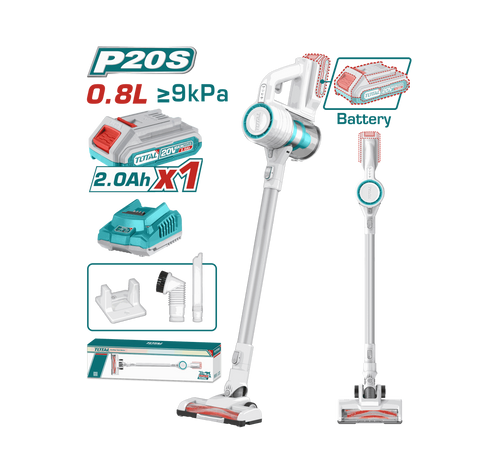 Total Tools - 20V Cordless Stick Vacuum Cleaner (1Battery+1Charger)