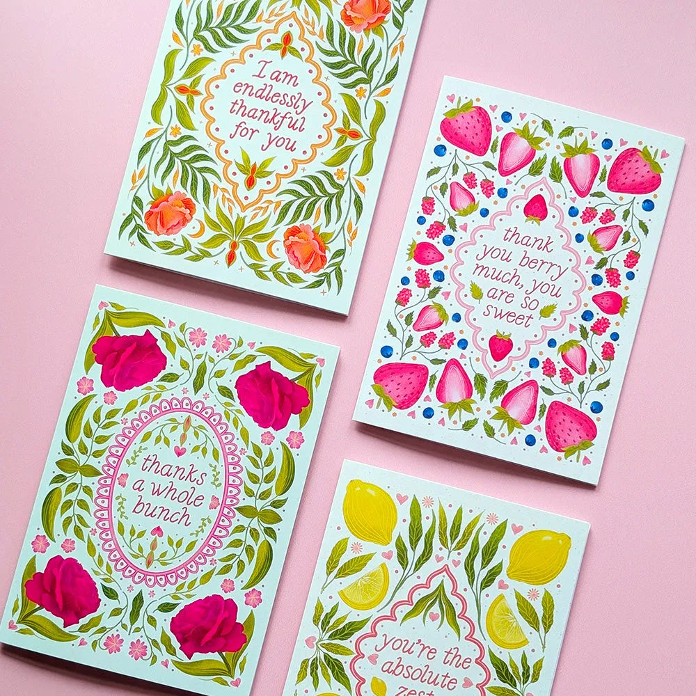  Thank You Berry Much | Mini Greeting Card Cheeky Peach Designs Cards art-noise.myshopify.com thank-you-berry-much-mini-greeting-card