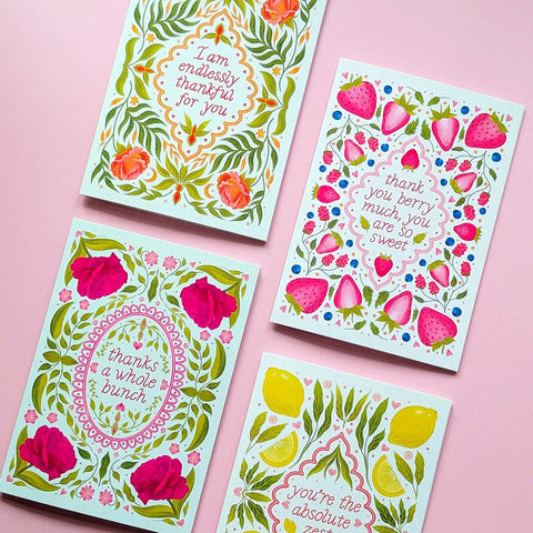  Thank You Berry Much | Mini Greeting Card Cheeky Peach Designs Cards art-noise.myshopify.com thank-you-berry-much-mini-greeting-card