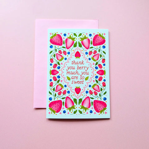  Thank You Berry Much | Mini Greeting Card Cheeky Peach Designs Cards art-noise.myshopify.com thank-you-berry-much-mini-greeting-card