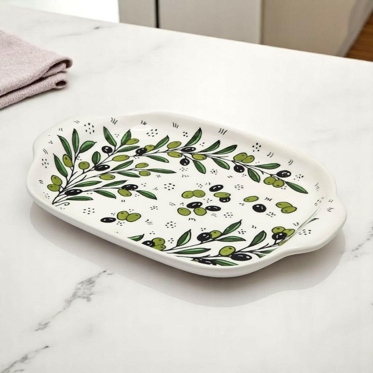 Palestinian Ceramic Serving Plate 24×34×7 cm