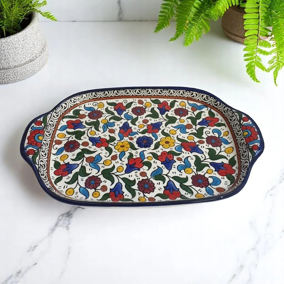 Palestinian Ceramic Serving Plate 24×34×7 cm